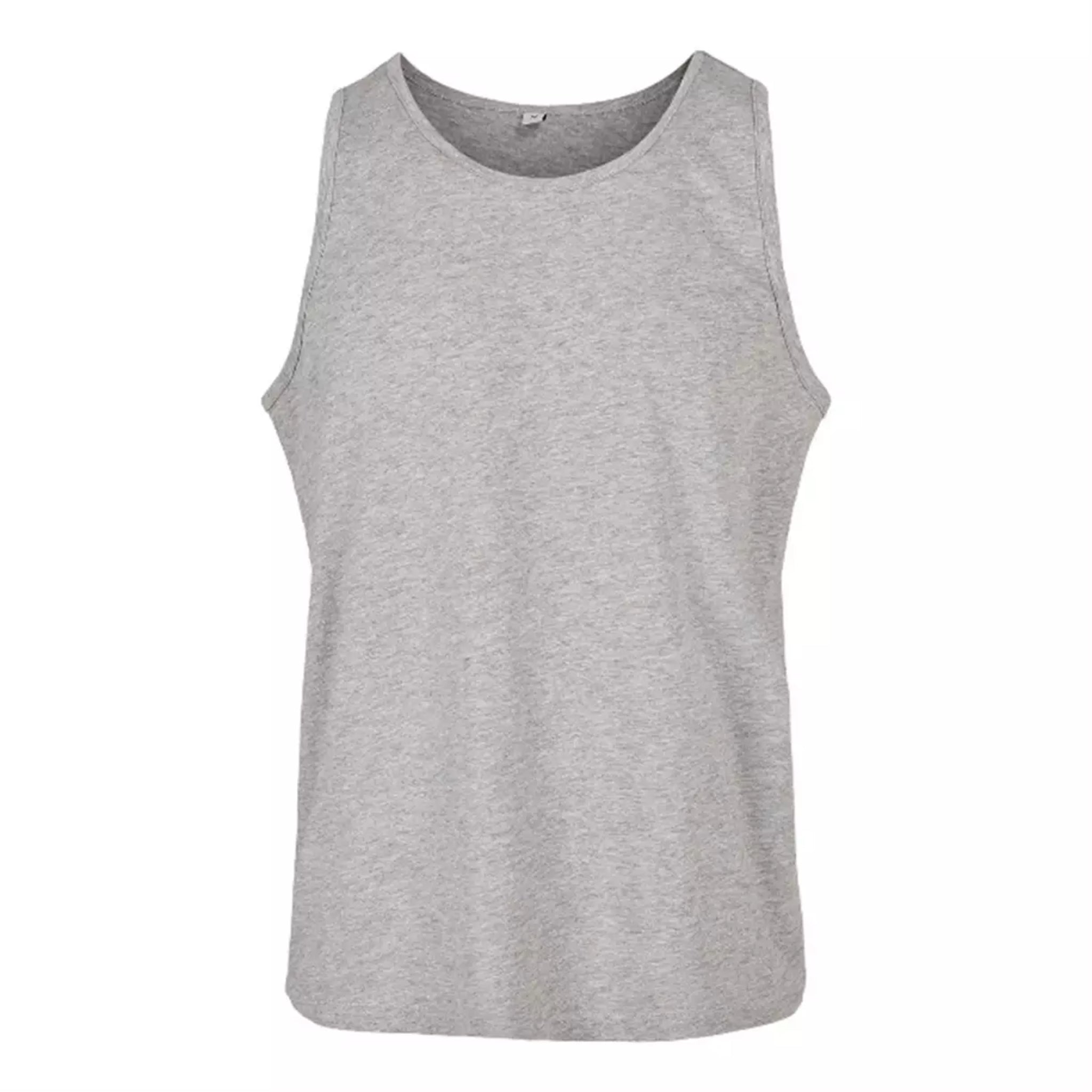 Men's heather grey sleeveless vest, lightweight breathable cotton tank top for gym, sports and casual wear
